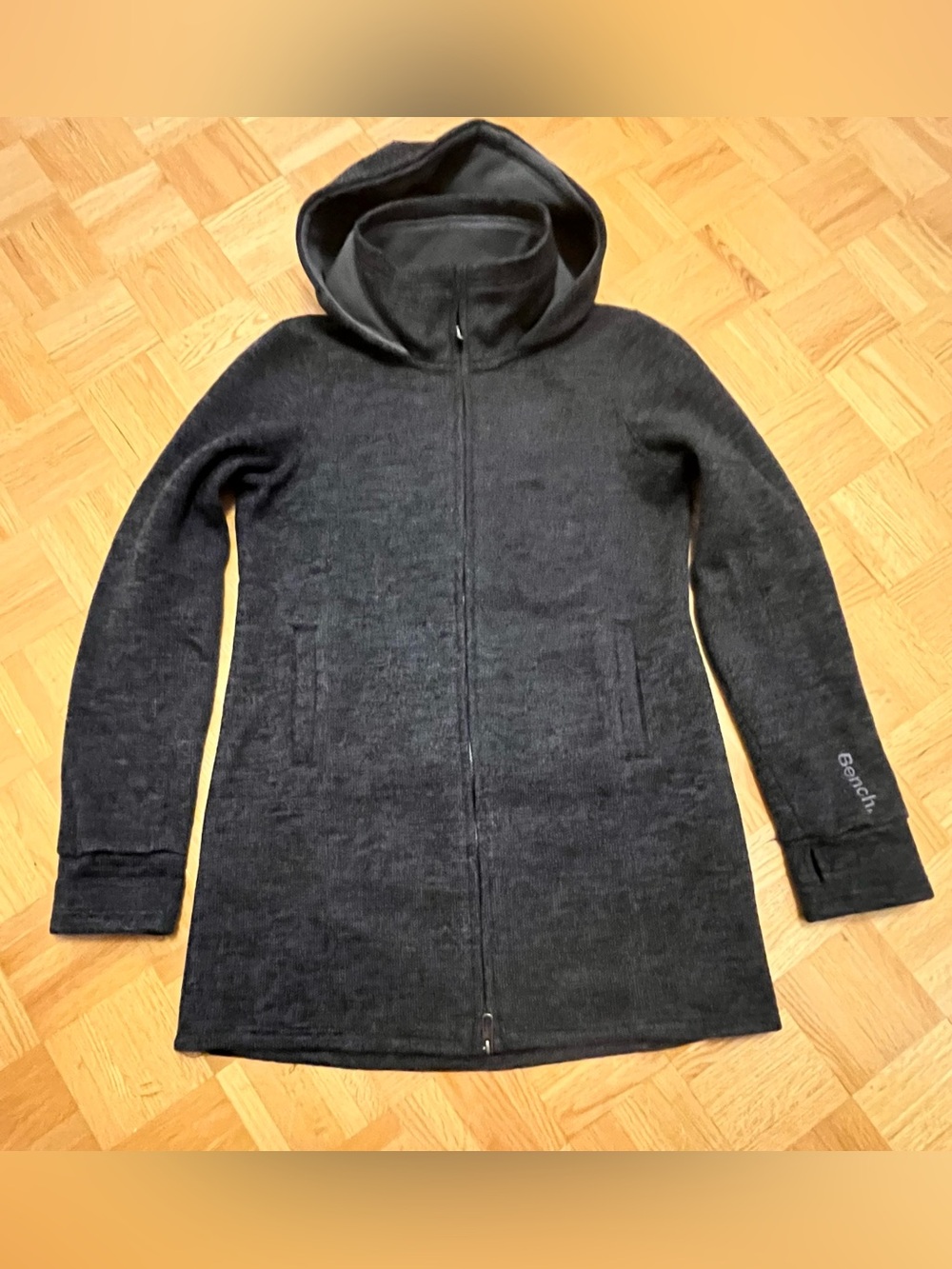 NWOT - Bench Grey Hooded Full-Zip Fleece Lined wool blend Jacket, XL (12 US)